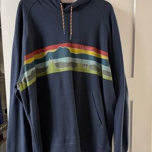 L.L. Bean Dark Blue Hoodie with Multicolor Stripe